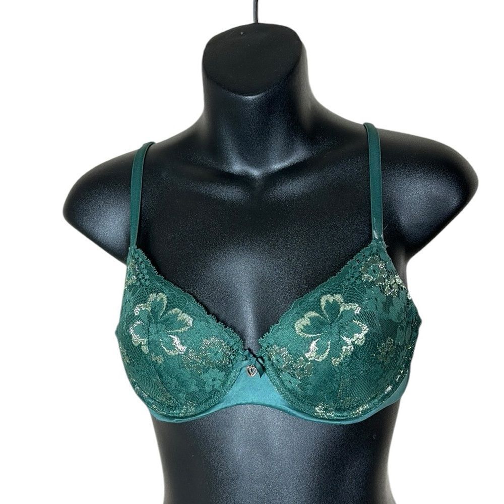 Victoria’s Secret lined Demi lace shimmer floral fairy coquette 32C‎